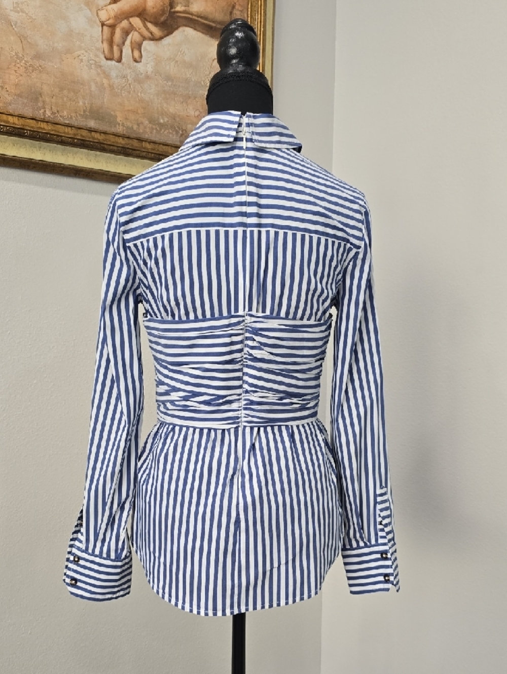 Veronica Beard Moonlight Baylor Striped Button-Front Bustier Combo Shirt - Picture 9 of 15